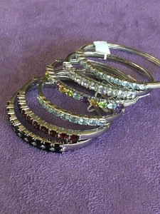Multi Gemstone Bangle Bracelets Sky Blue Topaz, Spinel and White Zircon - Picture 1 of 6