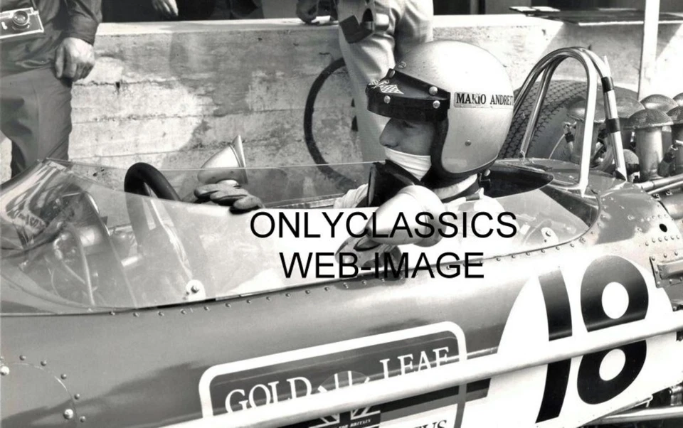 1968 MARIO ANDRETTI GRAND PRIX FORMULA ONE 8X12 PHOTO LOTUS VINTAGE AUTO RACING - Image 1 of 1