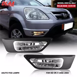 2Pcs Front Fog Lights Assembly w/ Clear Lens Grills Bumper For Honda CR-V 02-04 - Picture 1 of 6