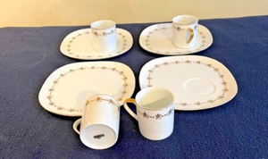 Jonas Roberts VTG 4 LOVELY White/Gold Trim Snack/Dessert Cups & Plates Japan NEW - Picture 1 of 3