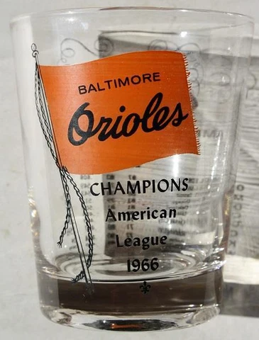 1966 Baltimore Orioles A.L. Champs souvenir drinking glass with final standings! Cover