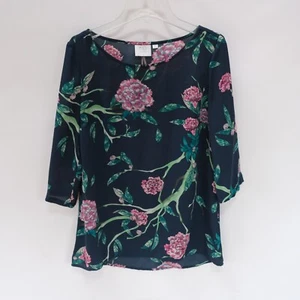 ANTHROPOLOGIE  Anthropologie HD in Paris Floral Blouse Top XS Green - Picture 1 of 4