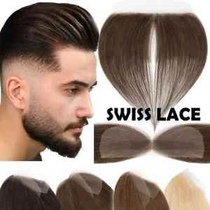 2*16CM Forehead Frontal Hairpiece Mens Toupee Hairline V Loop Replacement System - Picture 1 of 95