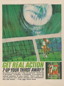 1964 7 Up Soda Tennis Get Real Action Thirst Away Vintage Print Ad - Picture 1 of 1