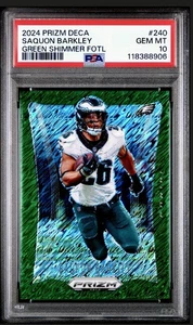 2024-25 Prizm Deca Saquon Barkley #242 Green Shimmer /12 Color Match PSA 10 💎🦅 - Bild 1 von 3
