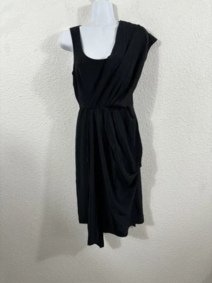 Vestido Ali Ro Mujer 2 Negro Seda Drapeado Asimétrico Sin Mangas Cóctel Fiesta Foto 1 de 4