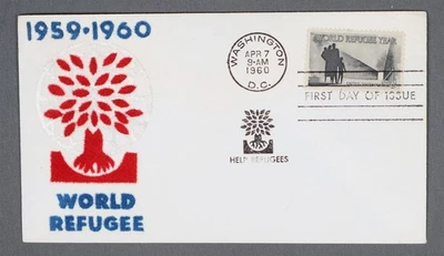 MayfairStamps US FDC 1960 Washington DC Velveteen World Refugee Year First Day C - Image 1 of 2