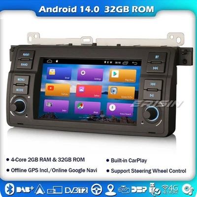 Android 14 DAB+ Autoradio BMW 3er E46 M3 320 Rover 75 MG ZT Carplay DSP GPS Navi - Bild 1 von 4