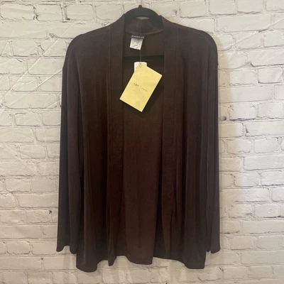 Cárdigan Citiknit Frente Abierto Slinky Marrón Manga Larga Grande Foto 1 de 4