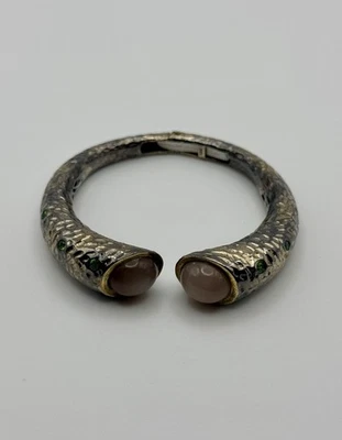 Brazalete de plata esterlina enchapado en rodio y enchapado en oro de cuartos de rosa hecho a mano EE. UU. Foto 1 de 4