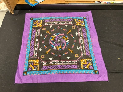Bandana occidental nativa americana rosa/púrpura vintage 100 % algodón Foto 1 de 2