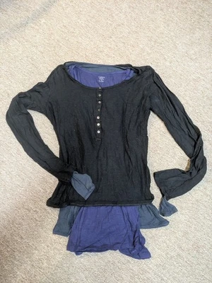 Camisa Majestic Paris Triple Capa Manga Larga -con Botones Talla 2 Negra y Azul Foto 1 de 4