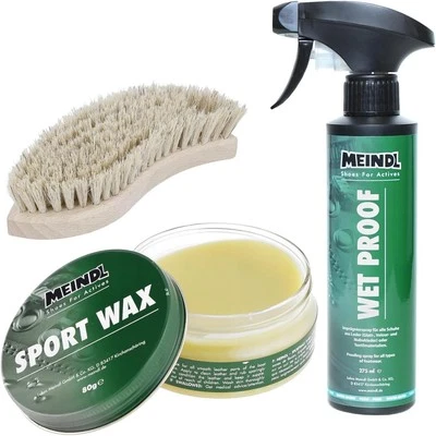 BESUCHE DEN MEINDLSTORE Leder MegaPack Sportwax + Imprägnierer + Lederbürste, Lederpflege Schuhpflege f
