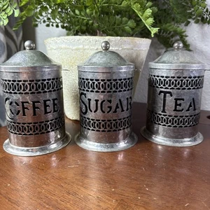 Juego de botes vintage Leonard plateado - café, té, azúcar - hecho en Inglaterra - Imagen 1 de 14