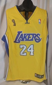 Kobe Bryant Yellow ADIDAS Jersey #24 CHAMPIONSHIP FINALS Sewn Lakers Black Mamba - Picture 1 of 11