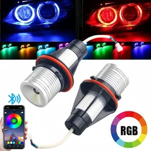 2 RGB Angel Eyes Halo LED Lights Bulb For BMW E39 E87 E64 E63 E65 E66 E53 X5 E83 - Picture 1 of 13