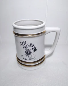 Vintage 1982 Jim Beam New Orleans Bierkrug Fuchs auf Trompete weiß Goldrand - Bild 1 von 10