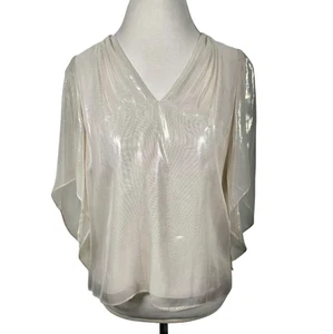 Anna Cate Collection Gold Liquid Knit Shimmer Top Evening Party Flowly Size S - Picture 1 of 10