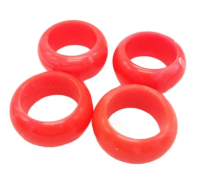 Juego de 4 soportes para servilletas redondos melocotón rosa intenso plástico brillante Foto 1 de 4