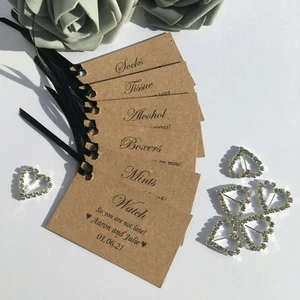 6 x Personalised Groom Survival Kit Tags Wedding Husband to Be Gift Novelty - Picture 1 of 3