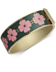 $128 Kate Spade goldtone enamel flower bangle bracelet #1 - Picture 1 of 8
