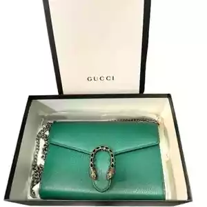 Autentica pochette Gucci Dionysus mini catena verde smeraldo portafoglio pelle nuova - Foto 1 di 6