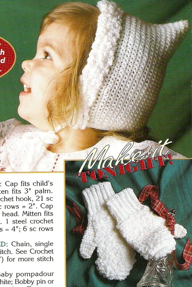 WARM Cozy Comforts Child's Cap & Mittens/Crochet Pattern INSTRUCTIONS ONLY - Image 1 of 1