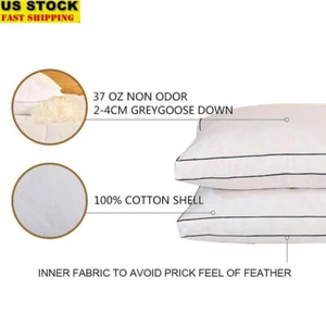 Feather Down Gusset Pillows 2pcs Hypoallergenic Softness Firm Support Sleep New - Picture 1 of 8