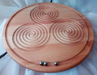 Trispirale Keltische Art Holz Balancespielzeug Kugellabyrinth Wanddeko ø 29 cm - Bild 1 von 4