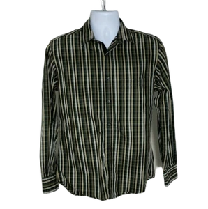 Perry Ellis Men's Button Up Collared Dress Shirt ~ Sz S ~ Green ~ Striped - Picture 1 of 4