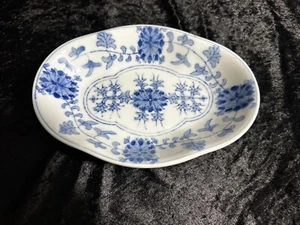 Plato de porcelana china cuenco pintado a mano azul blanco floral China Chinoserie - Imagen 1 de 6