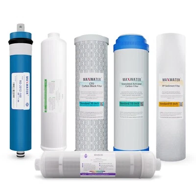 MWF 10 Stage Reverse Osmosis 6 filter replacement set, 5 in1 alkaline & 100 GPD - Image 1 of 4