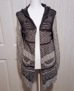 Maurices Damen Kapuzen Pullover Strickjacke Gr. M grau gestreift vorne offen City LNC - Bild 1 von 16