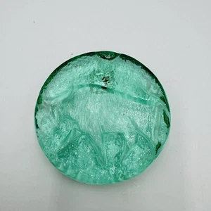 Blenko Art Glass Green Zodiac Taurus Green Paperweight Original Sticker - Picture 1 of 14