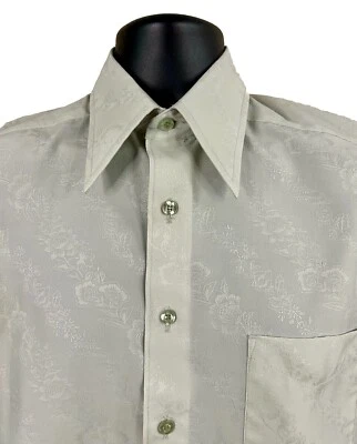 Camisa L/S Green Ashton Hall Para Hombre Texturizada De Colección Años 70 Stock Muerto 15.5 - 33 Pequeña Foto 1 de 4