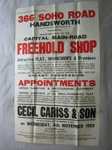Property Auction Poster 366 Soho Road Handsworth Birmingham 1959 (Lot I) - Picture 1 of 4