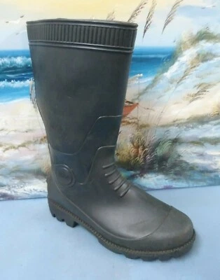  Pariis womens black Rubber Equestrian Rain Boots Black Knee Boot size 11  275 - Image 1 of 4