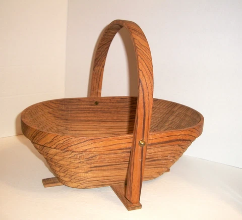 Deep Spring Studio Collapsible Basket Folding Wood Bowl Trivet Handmade Signed Cover