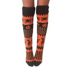 Halloween Pumpkin Witch Jacquard Knit Over Knee Long Socks Leg Warmers for Women
