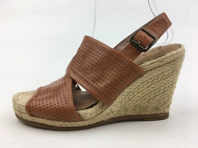 Biala Perforated Espadrille Wedge Sandals Size EUR 38 M, Brown Leather 2952 - Image 1 of 4