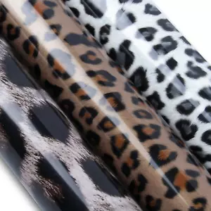T-shirt HTV 10"x60" modello leopardato ferro trasferimento calore vinile stampa animali selvatici - Foto 1 di 22