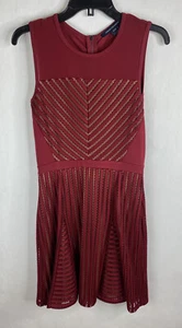 French Connection Womens Dress 6 Red A Line Sleeveless Pleated Lined Stretch - Picture 1 of 9