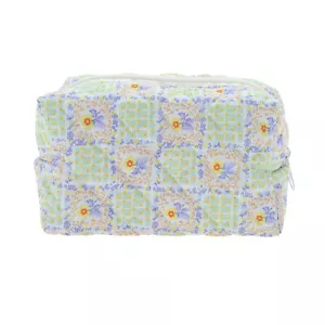 1 Pc Floral Quilting Makeup Bag for Travel Vacation Green - Picture 1 of 4