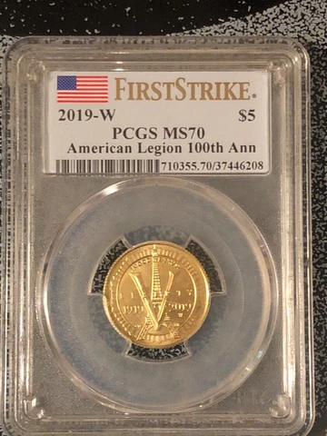 2019 W PCGS MS70 FIRST STRIKE $5 GOLD AMERICAN LEGION 100TH ANNIVERSARY POP 106 Cover