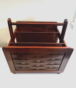 Vintage Midcentury Oversized Mahogany Wood Magazine Book LP Rack Stand - Picture 1 of 24
