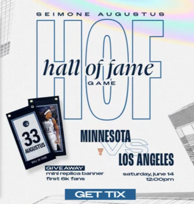 NEW Seimone Augustus Hall of Fame Banner, WNBA, Minnesota Lynx, 2025, SGA - Image 1 of 4