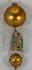 "Adorno redondo de árbol de Navidad con remate de vidrio Krebs pelo de ángel de Santa Elfos 11""" - Imagen 1 de 20