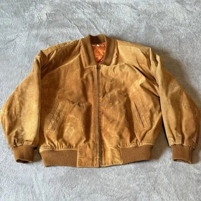 80s Vintage Brooks Brothers Tan Suede Bomber Jacket Men’s Med Made in USA - Image 1 of 4