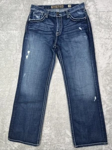 Jeans rectos con hebilla BKE Tyler para hombre 34x32 azul denim lavado medio desgastado - Imagen 1 de 15