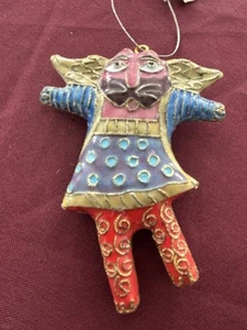Vintage Engel Katzen Lorbeer Burch Bella Casa von Ganz Cloisonne Weihnachtsschmuck B4 - Bild 1 von 8